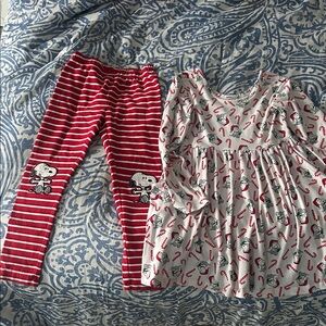 Hanna Andersson Snoopy Christmas Dress and Leggings set